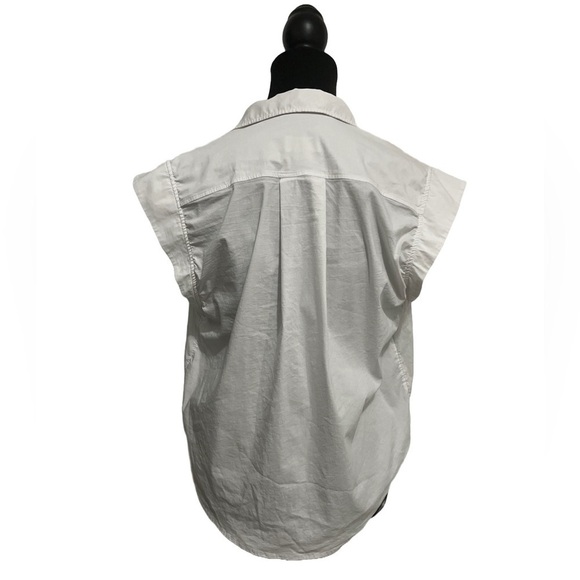 Maeve by Anthropologie White Cap Sleeve Button Down Blouse. Small - Picture 2 of 6